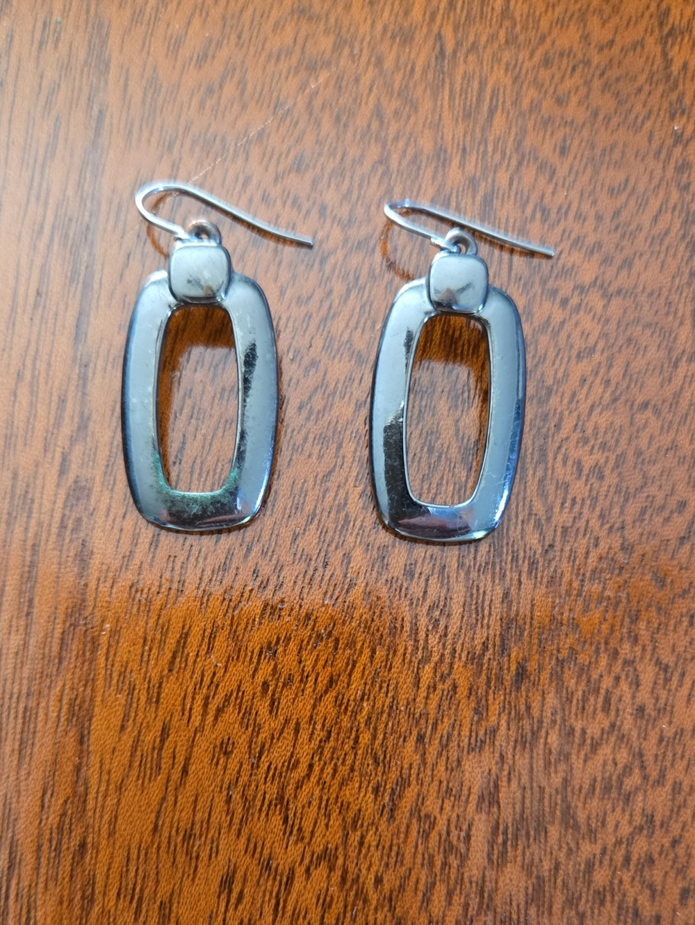 Dark Silver Tone Open-Link Drop Earrings